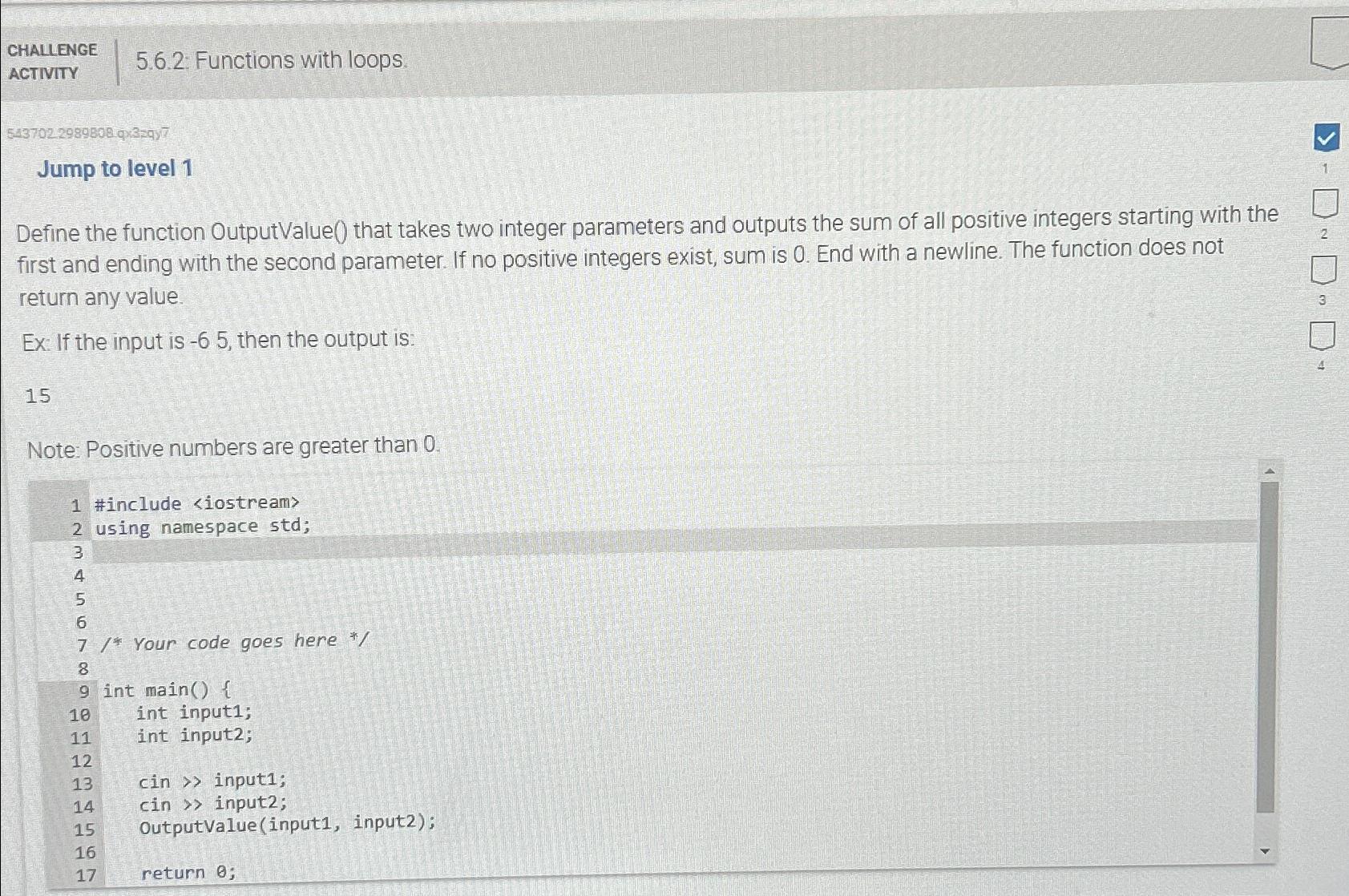 Solved CHALLENGEACTIVITY5.6.2: Functions with loopsJump to | Chegg.com
