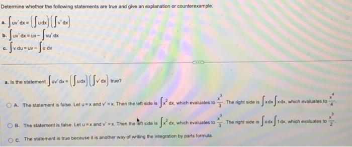 Solved Determine whether the following statements are true | Chegg.com