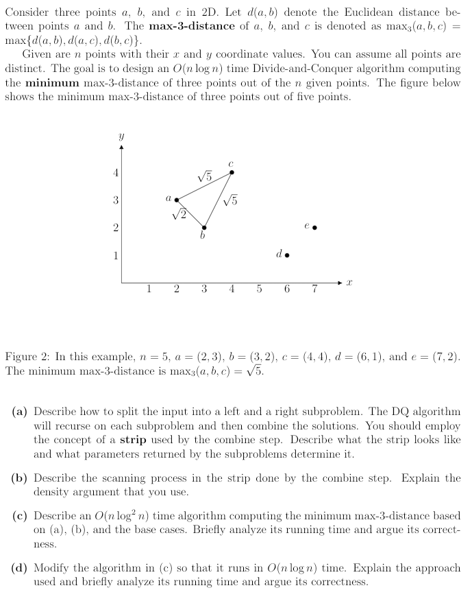 Solved Consider three points a, b, and c in 2D. Let da,b) | Chegg.com