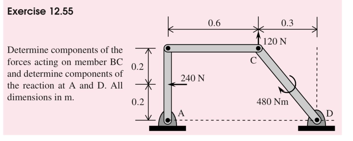 Solved Exercise 12.55 ﻿Determine components of the forces | Chegg.com