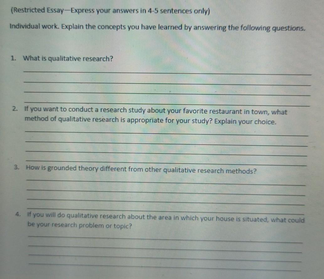 example of restricted response essay questions