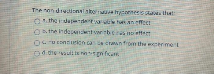 non directional alternative hypothesis formula