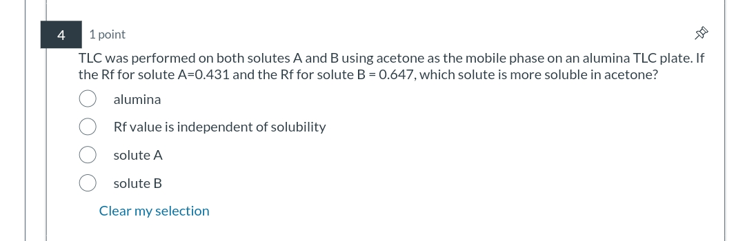 Solved 41 ﻿pointTLC was performed on both solutes A and B | Chegg.com