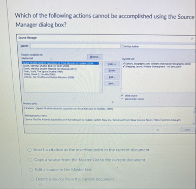 Which of the following actions cannot be accomplished | Chegg.com