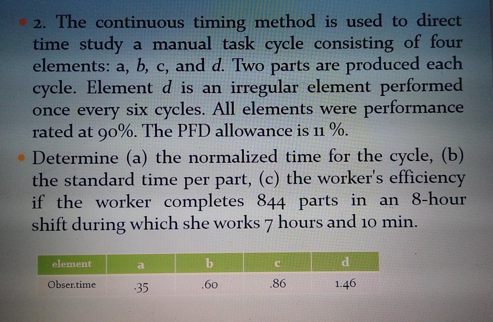 Solved 2. The continuous timing method is used to direct