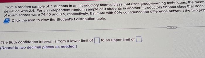 Solved From a random sample of 7 students in an introductory | Chegg.com