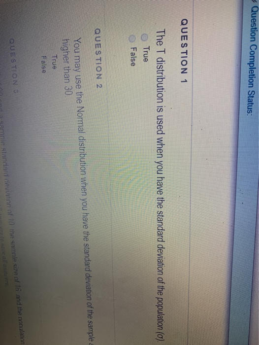 Solved Question Completion Status: QUESTION 1 The T | Chegg.com