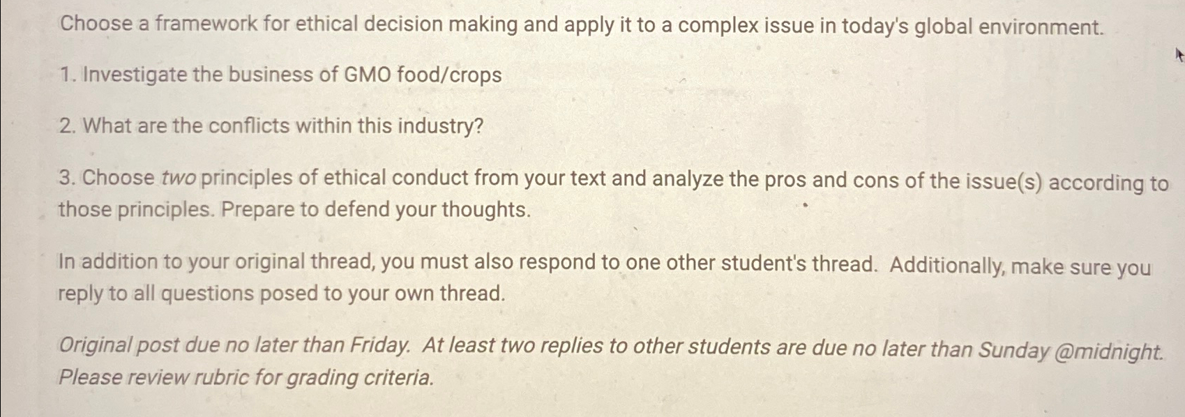Solved Choose a framework for ethical decision making and | Chegg.com