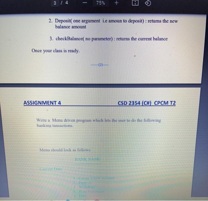 Solved 2 / 4 75% Question: Assignment 4 is using Object | Chegg.com