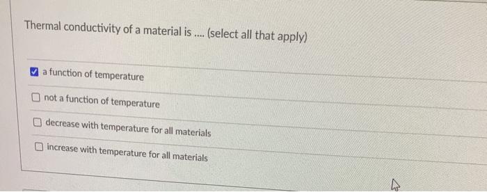 Solved Thermal conductivity of a material is .... (select | Chegg.com
