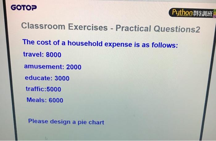 Solved GOTOP (Python將訓班 Classroom Exercises - Practical | Chegg.com