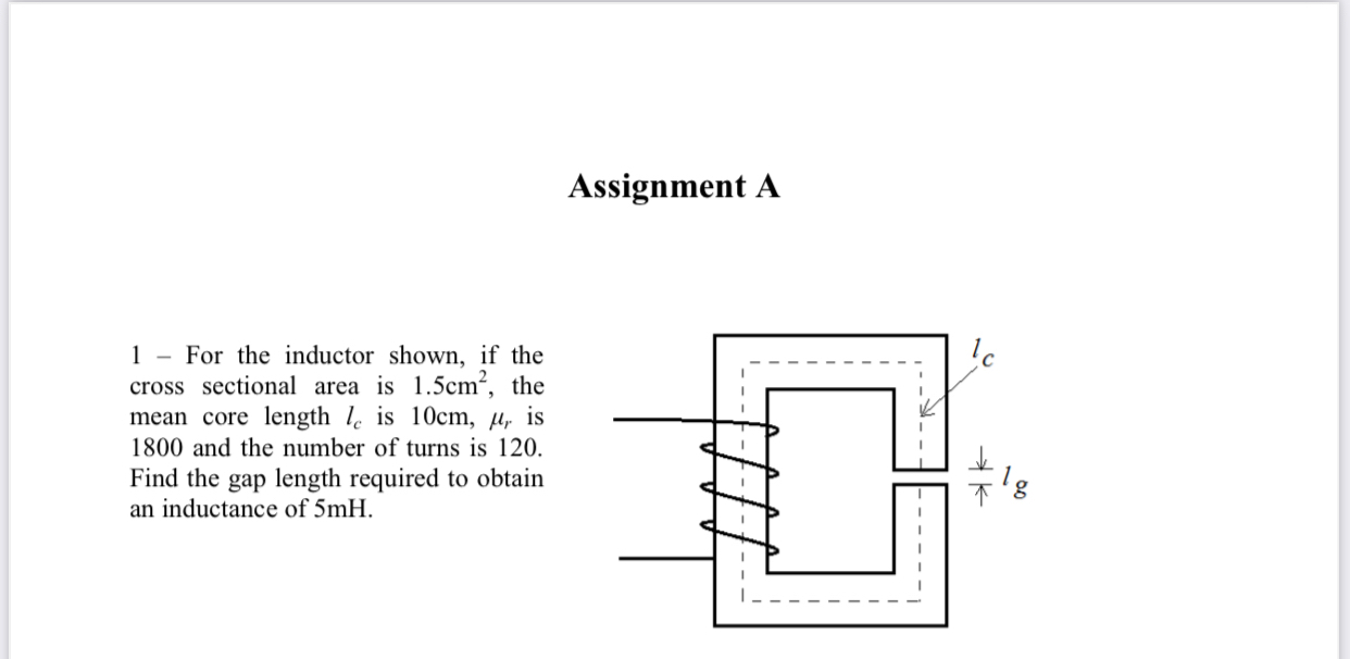 Solved Assignment A1 - ﻿For the inductor shown, if the cross | Chegg.com