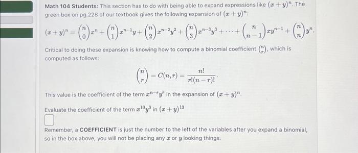 Solved Math 104 Students: This section has to do with being | Chegg.com