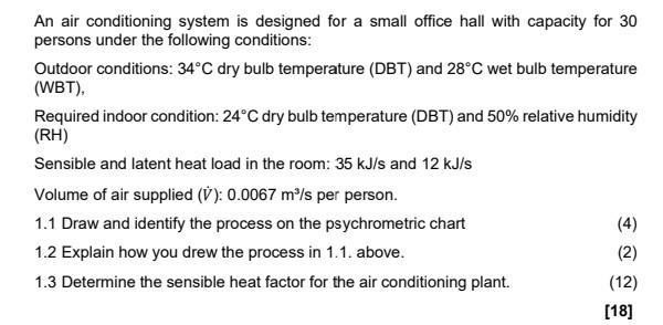 Solved An air conditioning system is designed for a small | Chegg.com