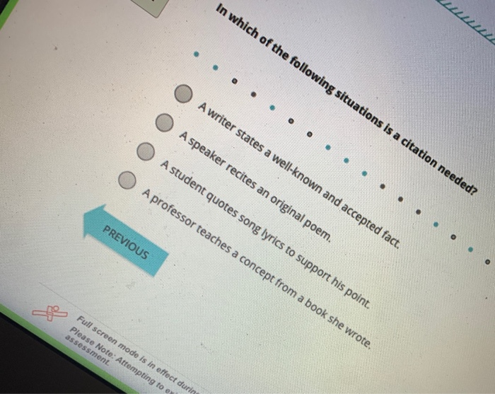 Solved In Which Of The Following Situations Is A Citation Chegg Com