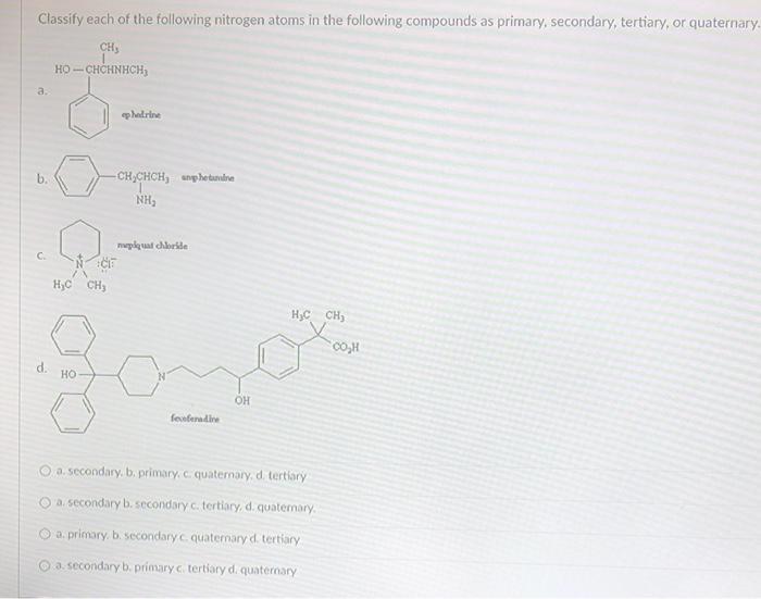 Solved Classify each of the following nitrogen atoms in the | Chegg.com