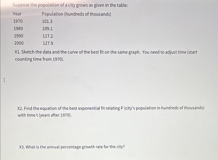 Solved Suppose the population of a city grows as given in | Chegg.com
