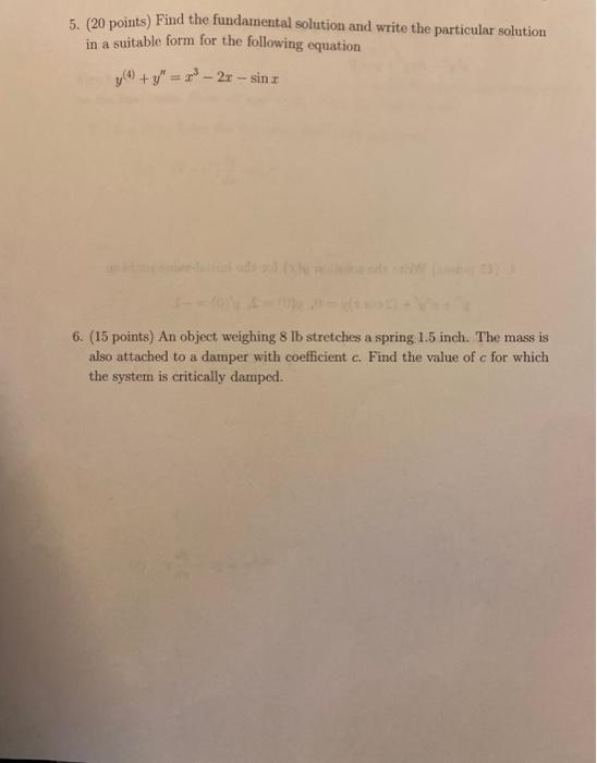 Solved 5. (20 points) Find the fundamental solution and | Chegg.com
