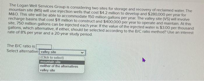 Solved The Logan Well Services Group Is Considering Two | Chegg.com