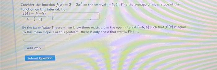 Solved Consider the function f(x) = 3 - 3x² on the interval | Chegg.com