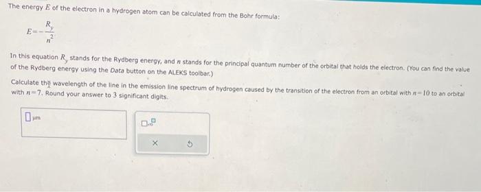 Solved The energy E of the electron in a hydrogen atom can | Chegg.com