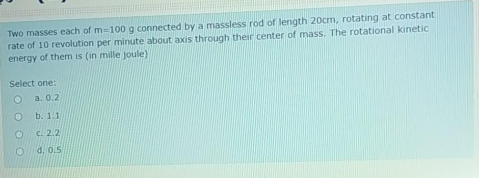 Solved Two masses each of m=100 g connected by a massless | Chegg.com