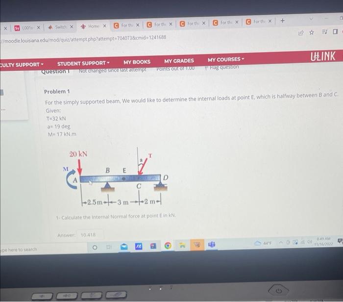 Solved Problem 1 For the simply supported beam, We would | Chegg.com