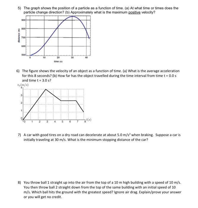 Solved 5) The graph shows the position of a particle as a | Chegg.com