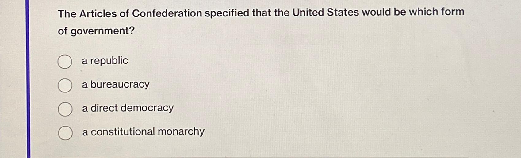 how were states represented in the government under the articles of confederation
