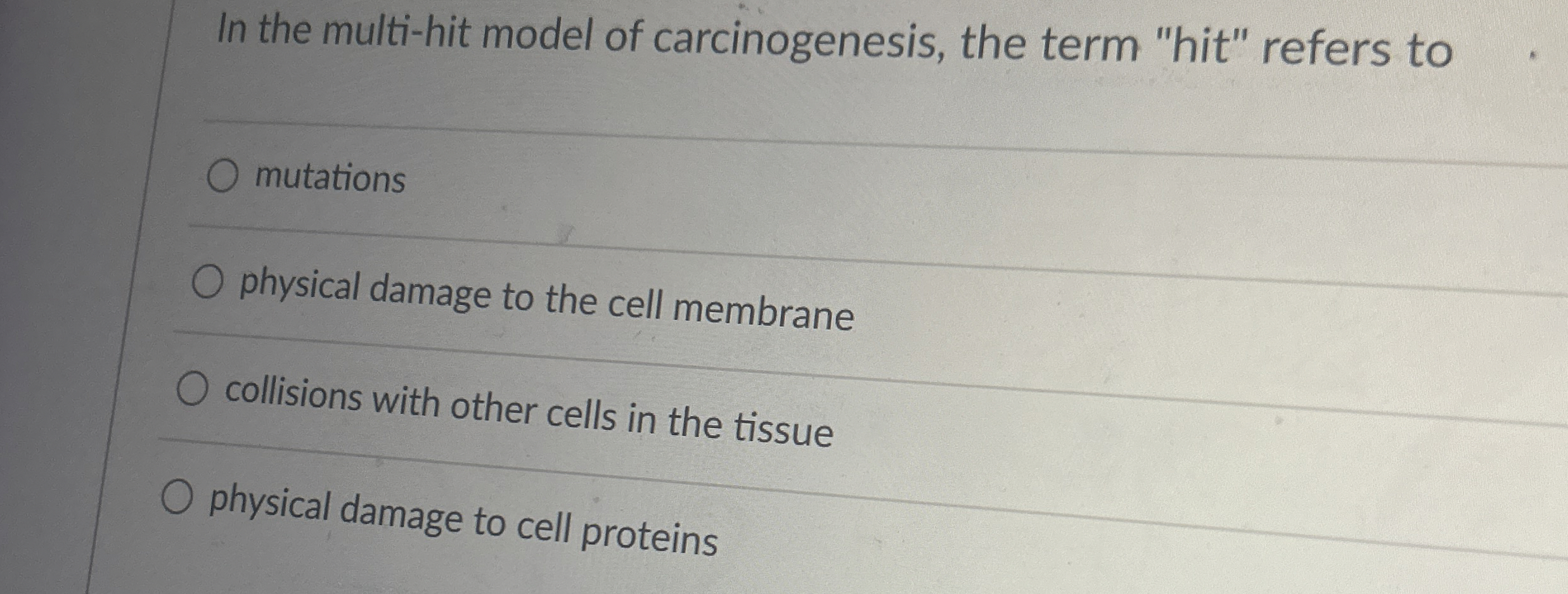 Solved In the multi-hit model of carcinogenesis, the term | Chegg.com