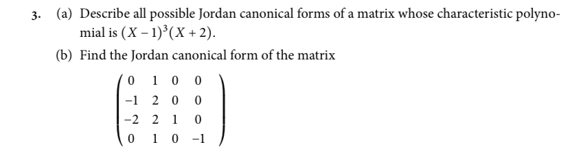 Solved (a) ﻿Describe all possible Jordan canonical forms of | Chegg.com