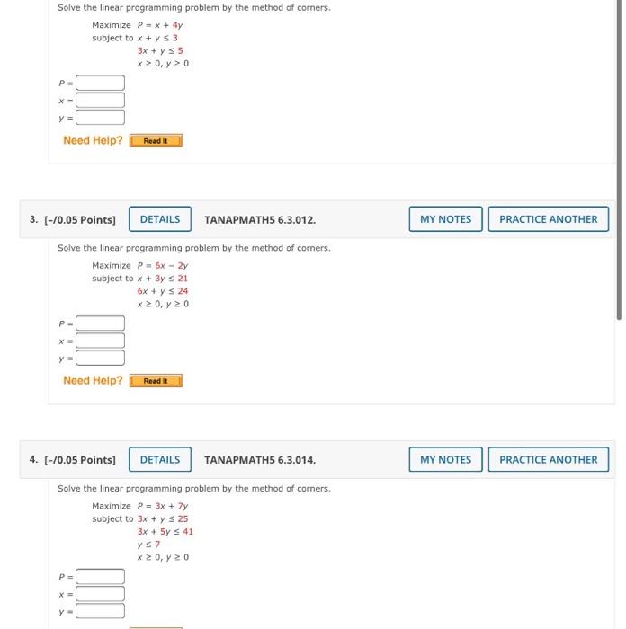 Solved Solve the linear programming problem by the method of | Chegg.com