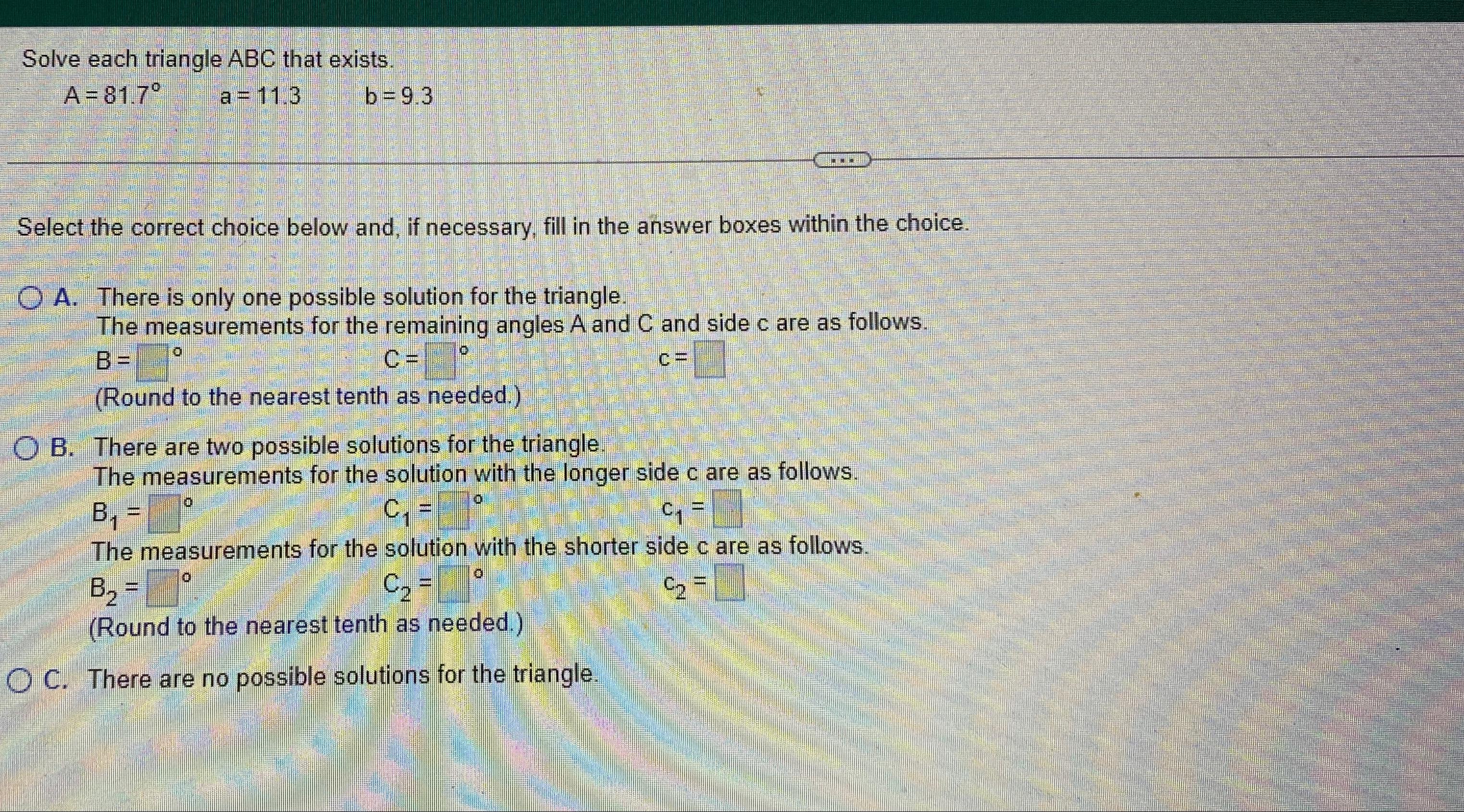 Solved Solve each triangle ABC that | Chegg.com