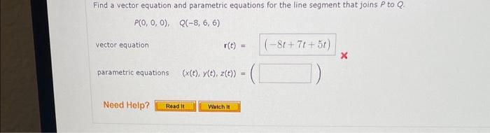 Solved Find a vector equation and parametric equations for | Chegg.com
