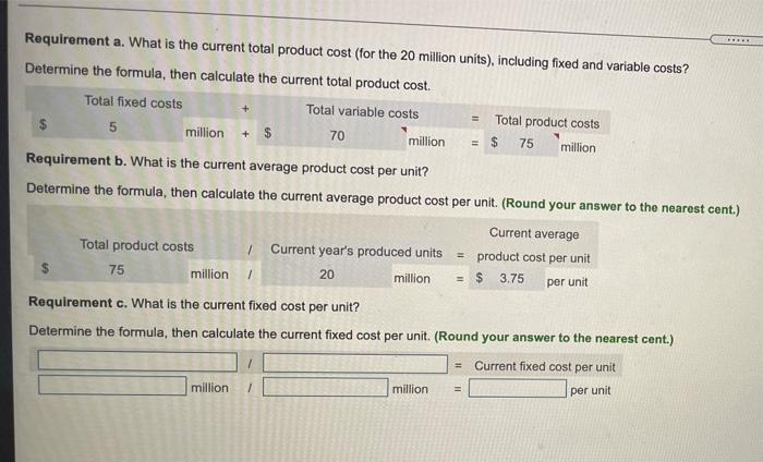 The Current Average Product Cost Per Unit