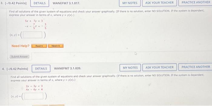 Solved Find all solutions of the given system of equations | Chegg.com