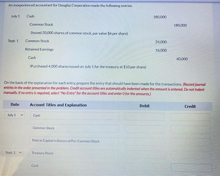 Solved An Inexperienced Accountant For Douglas Corporation | Chegg.com