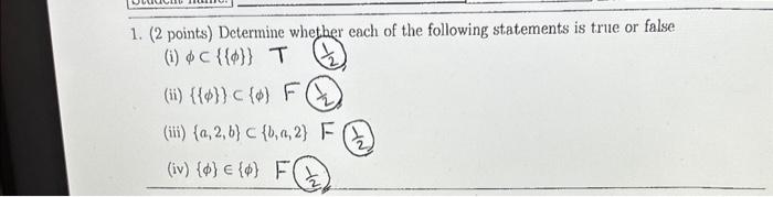 Solved 1. ( 2 points) Determine whether each of the | Chegg.com