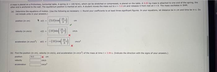 Solved (o) Determine the equations of enotion. (Use the | Chegg.com