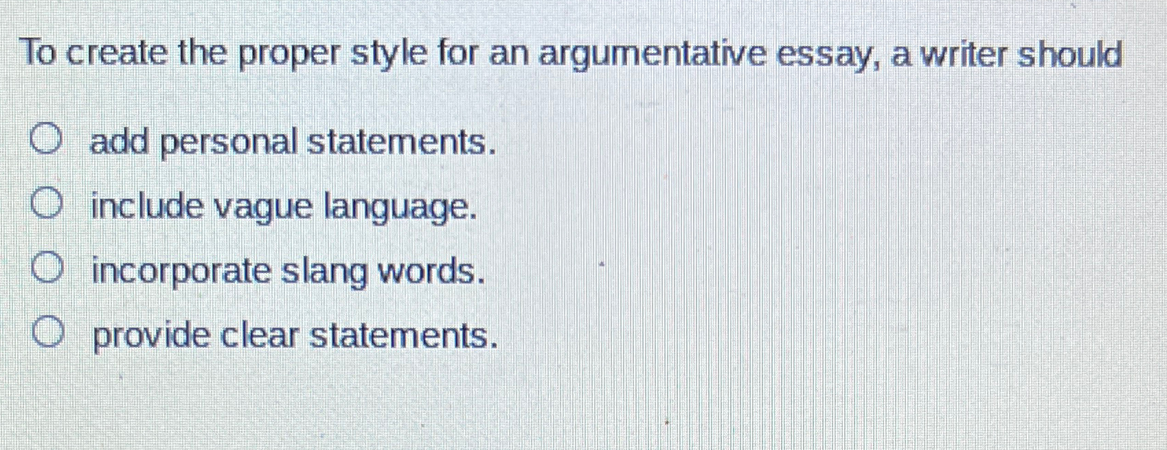 Solved To create the proper style for an argumentative | Chegg.com