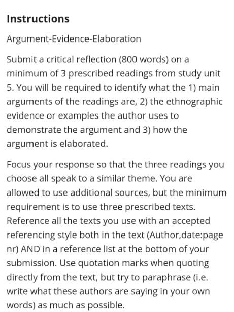 Instructions Argument-Evidence-Elaboration Submit a | Chegg.com