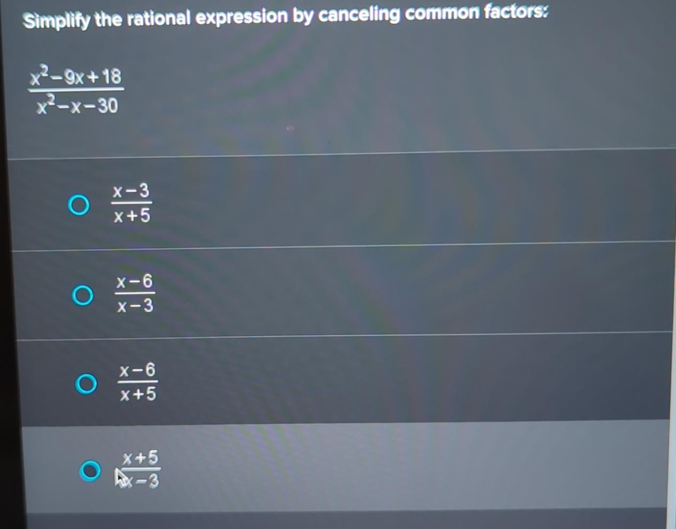 Solved Simplify the rational expression by cancelling common | Chegg.com