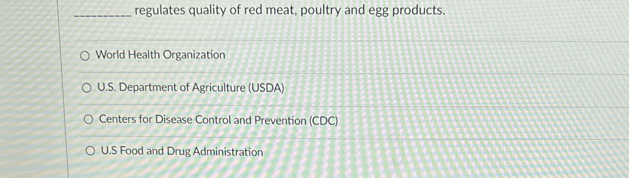 Solved q, ﻿regulates quality of red meat, poultry and egg