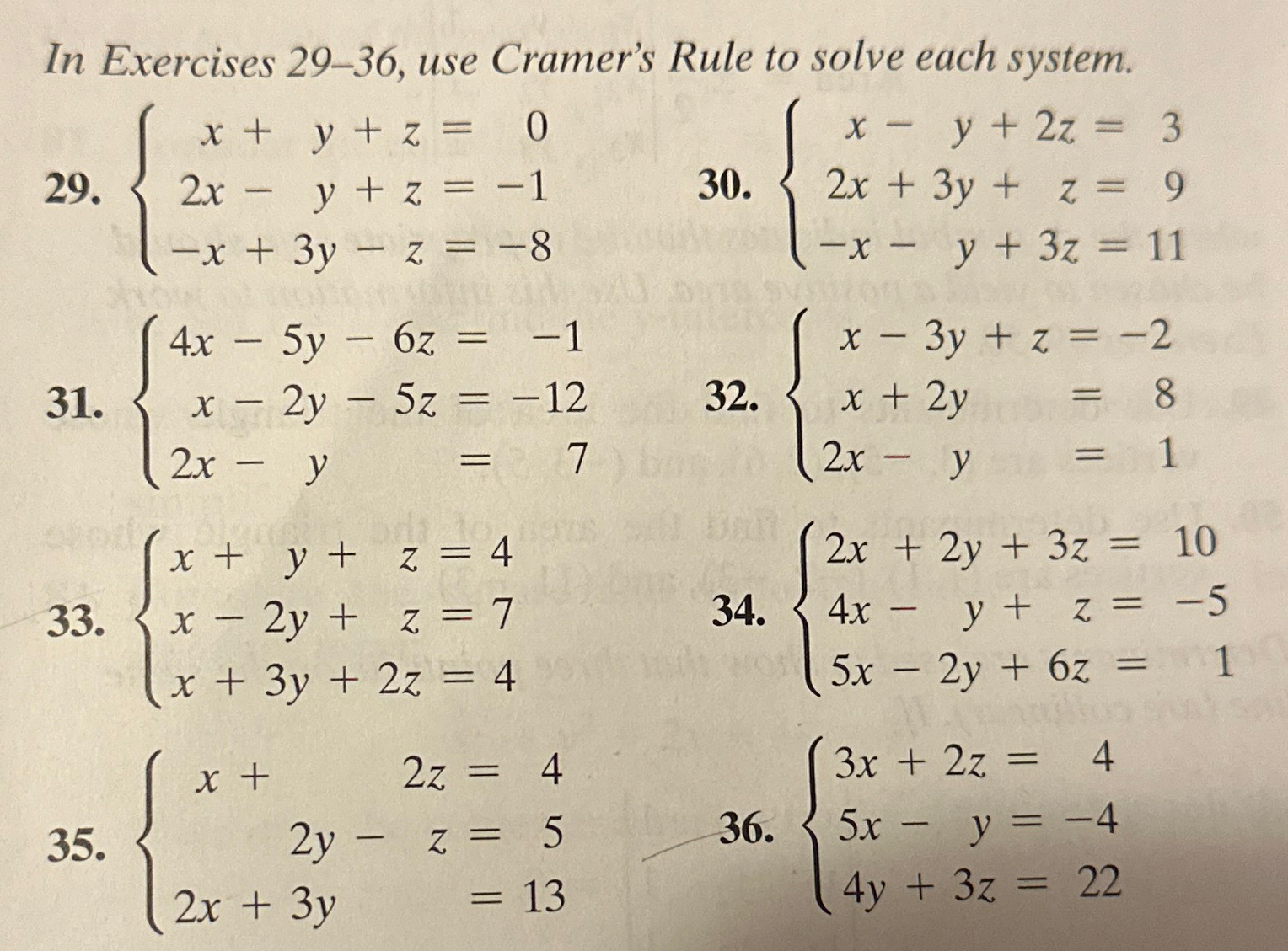 Solved In Exercises 29-36, ﻿use Cramer's Rule to solve each | Chegg.com