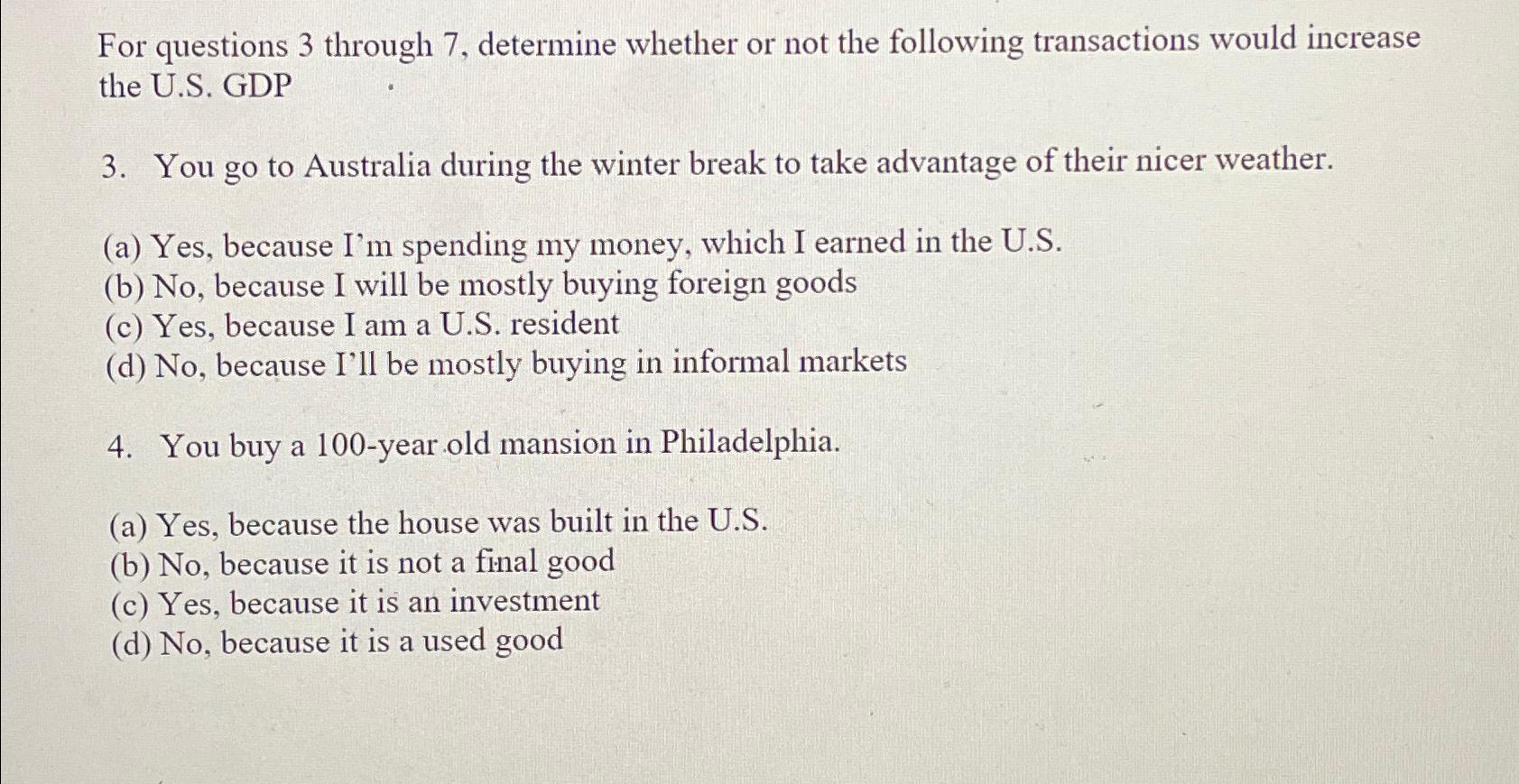 Solved For questions 3 ﻿through 7, ﻿determine whether or not | Chegg.com