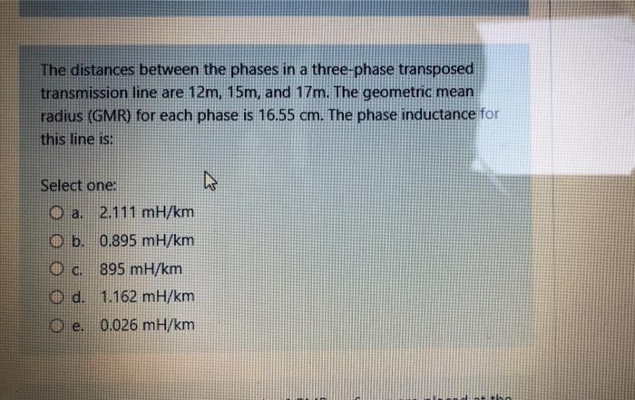 Solved The distances between the phases in a three-phase | Chegg.com