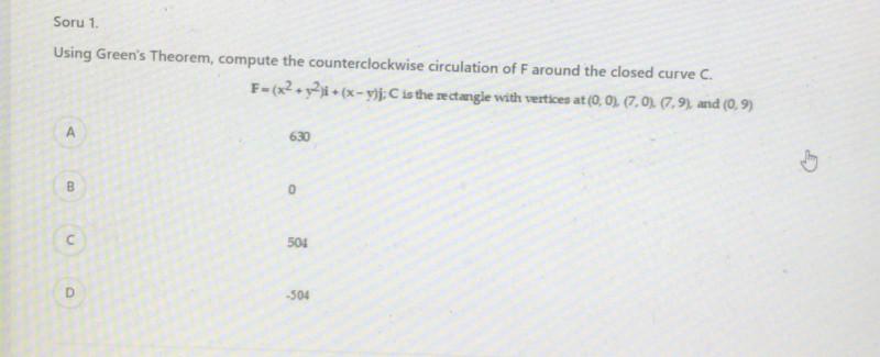 Soru 1 Using Green S Theorem Compute The Chegg Com