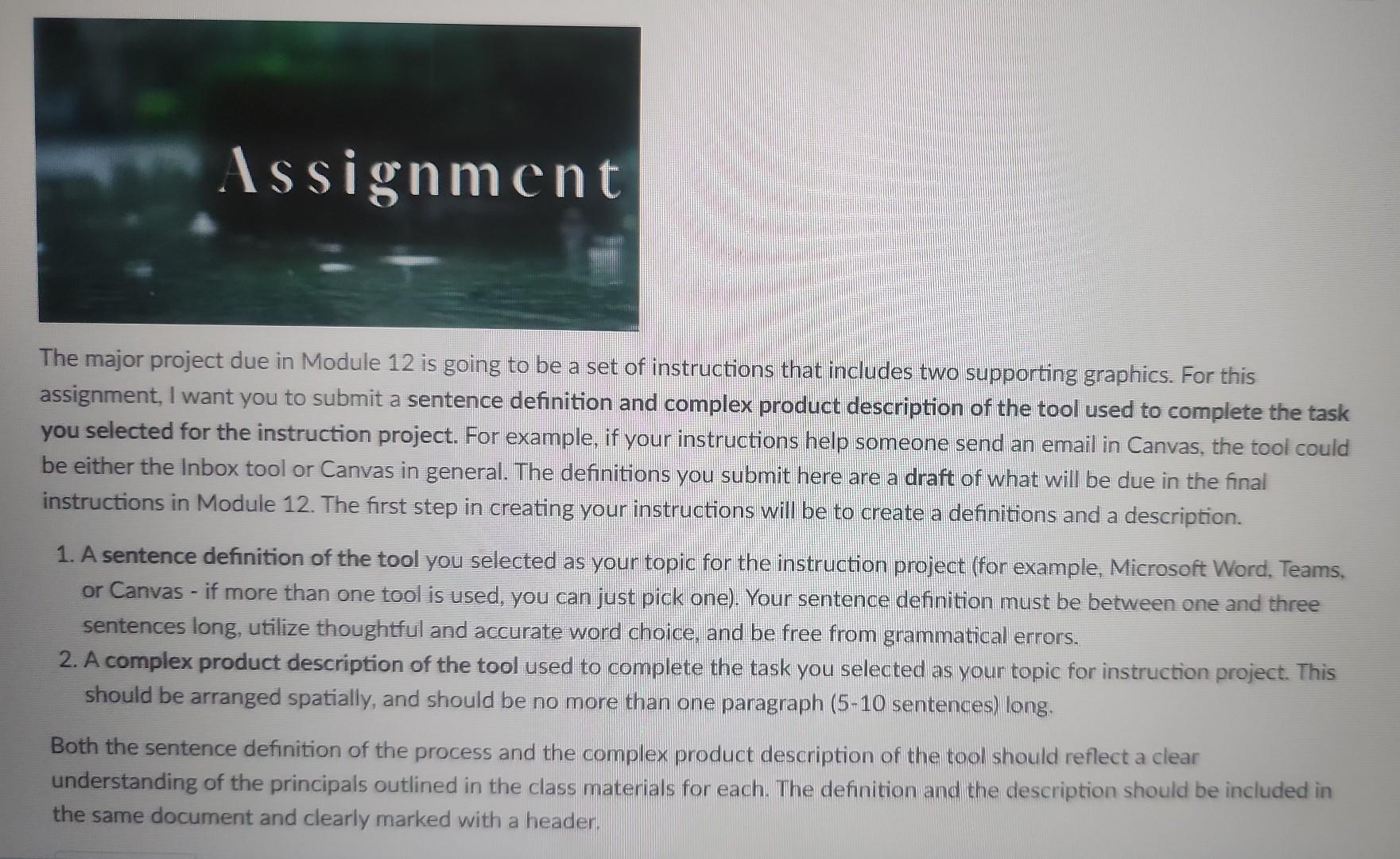 The major project due in Module 12 is going to be a | Chegg.com