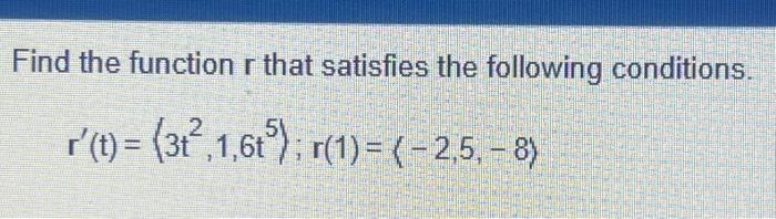 Solved Find the function r that satisfies the following | Chegg.com