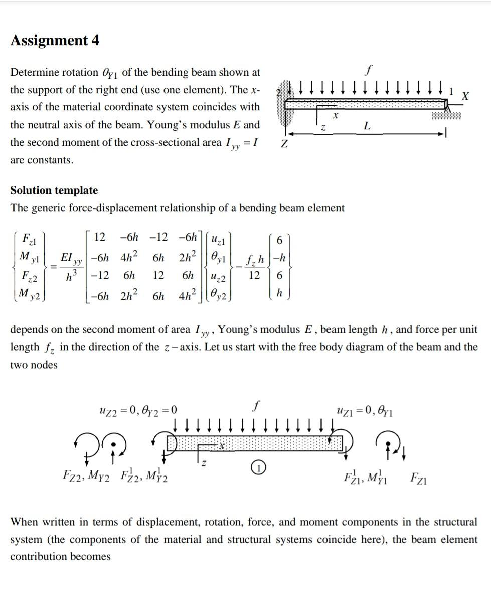 Solved Determine rotation θY1 of the bending beam shown at | Chegg.com